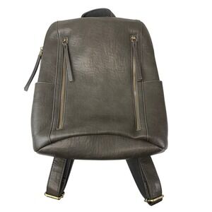 Joy Susan Raegan Double Zipper Backpack Vegan Leather Gray Everday Bag